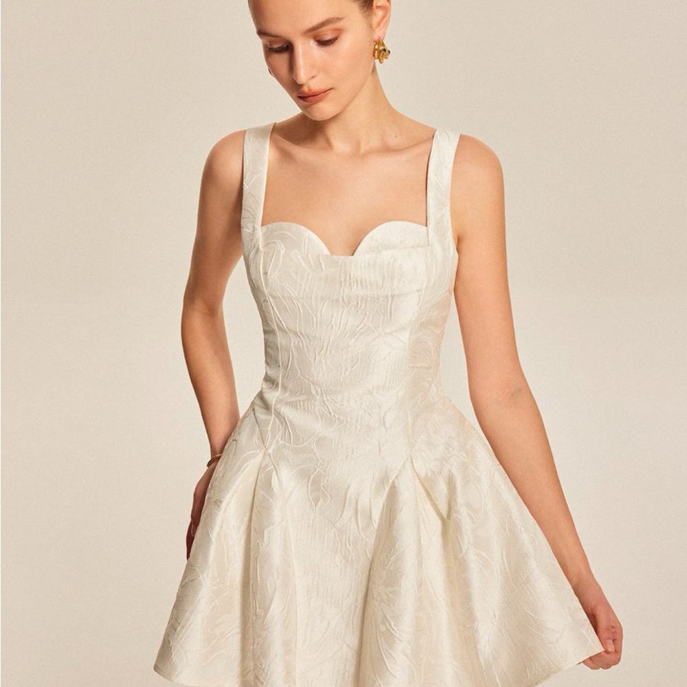 Commense Cream Textured Mini Dress
